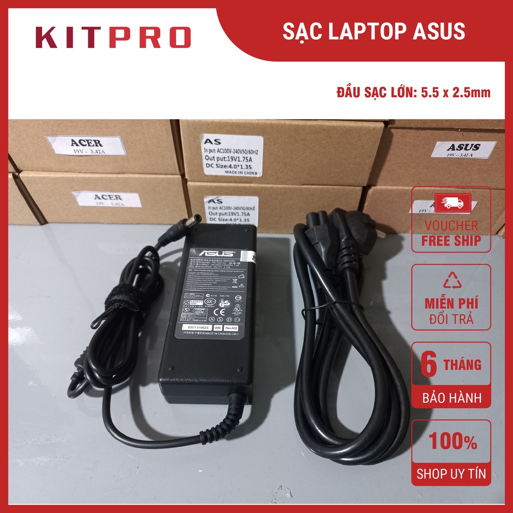 Sạc laptop ASUS 19V 2.37A 3.42A 4.74A 1.75A chân nhỏ chân lớn Dây sạc cho laptop Asus Vivobook Zenbook K43 ship hỏa tốc