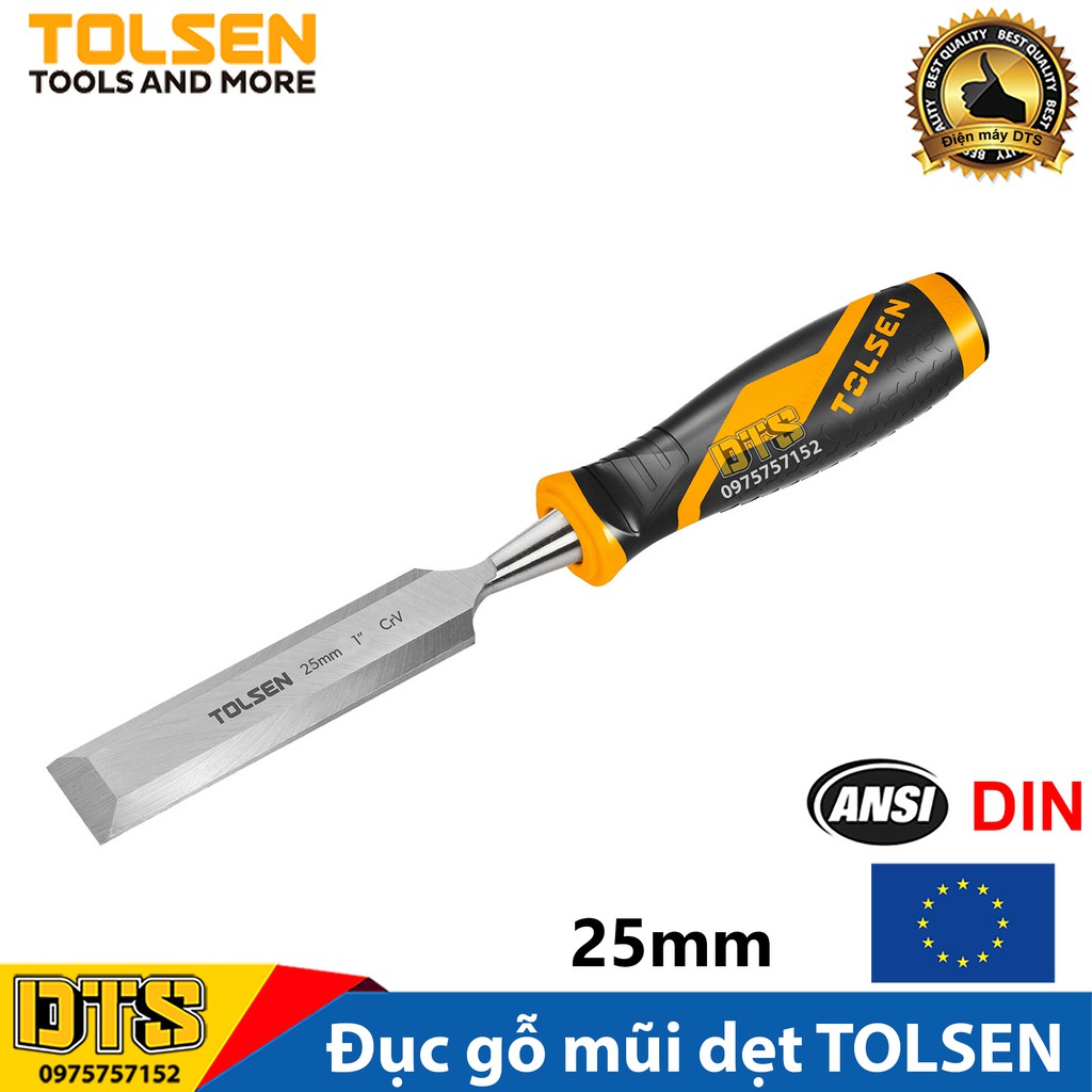 Đục gỗ mũi dẹt cầm tay chuẩn công nghiệp TOLSEN 25mm (1 inch) - Tiêu chuẩn xuất khẩu Châu Âu