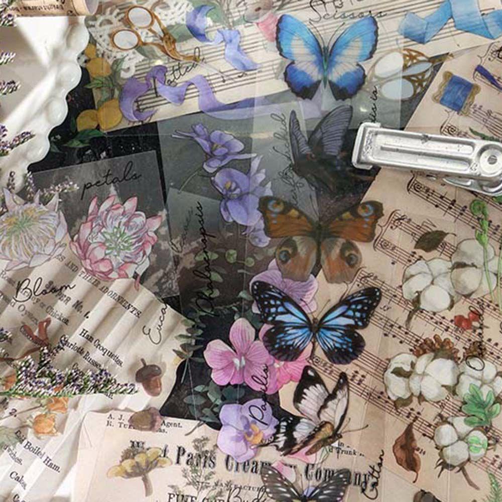 Sticker Dán Trang Trí Album Ảnh DIY Hình Hoa Lá Bướm Phong Cách Vintage