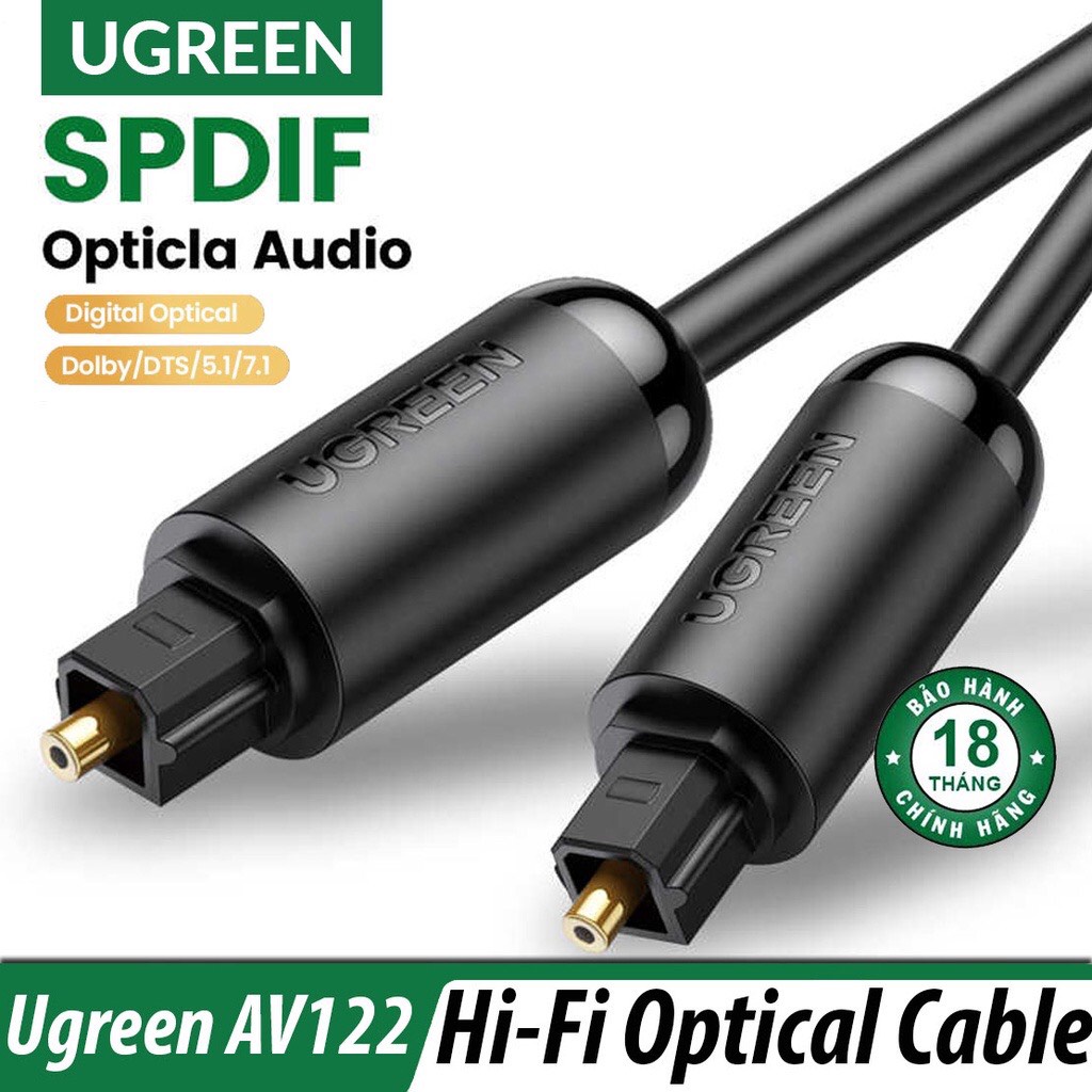 Cáp quang âm thanh Digital Optical Audio Toslink dài 2m Ugreen 70892 cao cấp