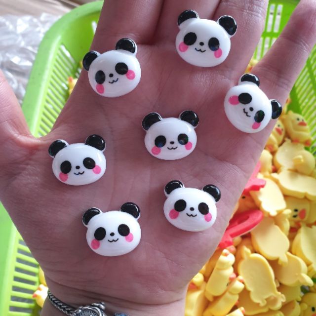 Charm panda nguyên liệu trang trí slime