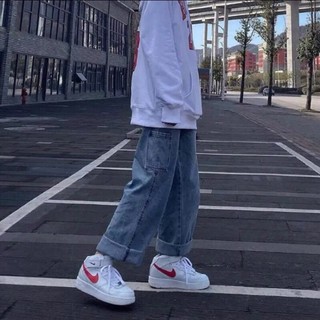 Quần jeans ống suông unisex túi bên hông