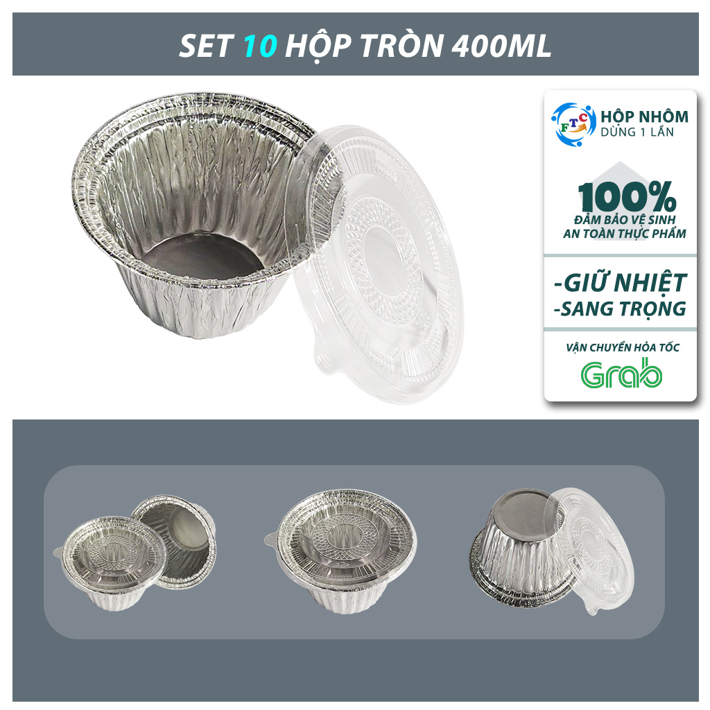 Set 10 khay nhôm Ftc chén nhôm tròn 400ml hàng đẹp giá ưu đãi MS120