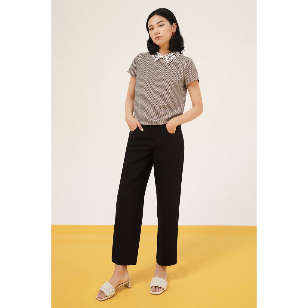 Áo Top karo nhí phối cổ vic thêu họa tiết 1AO1040 ADORE DRESS | BigBuy360 - bigbuy360.vn