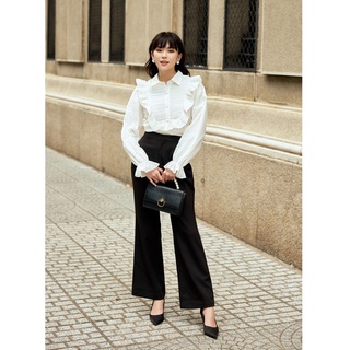 Olv - quần mono trousers in black
