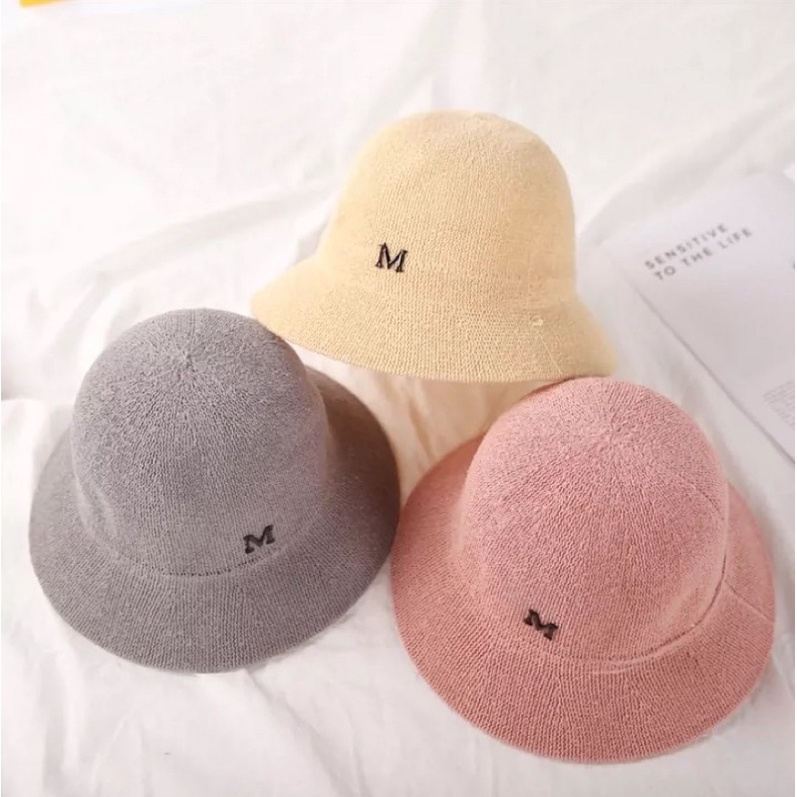 Mũ nữ cói vành rộng chữ M , phụ kiện thời trang nữ
