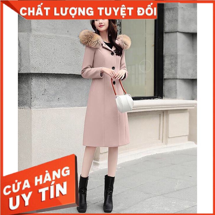 ÁO KHOÁC NÓN LÔNG CỔ DÁNG DÀI SANG TRỌNG KS450348VN