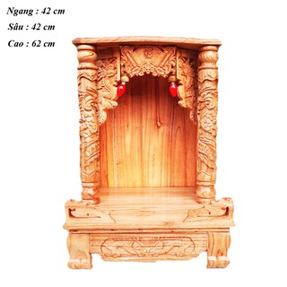 Bàn thờ thần tài ông địa gỗ soan đào ngang 42 cm màu vàng nhạt