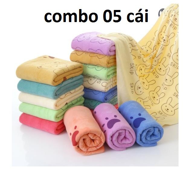 Combo 05 Khăn mặt siêu mềm mịn cao cấp 25x50cm