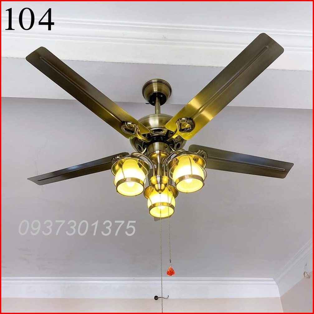 Quạt trần đèn 5 cánh thép cao cấp,Động Cơ 90W_Có điều khiển từ xa 3 Cấp Độ Gió Bảo hành 2 năm