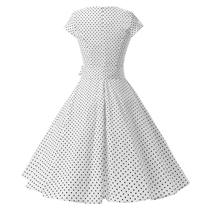 Đầm Dạ Hội Tay Dài Họa Tiết Chấm Bi Phong Cách Rockabilly 1950s