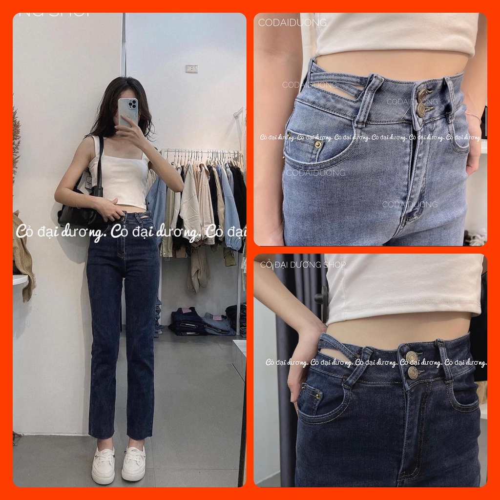 Quần bò Jeans Fargu 5009 ống đứng cạp cut out 2 khuy hàng Quảng Châu Lyn Closet Q210L