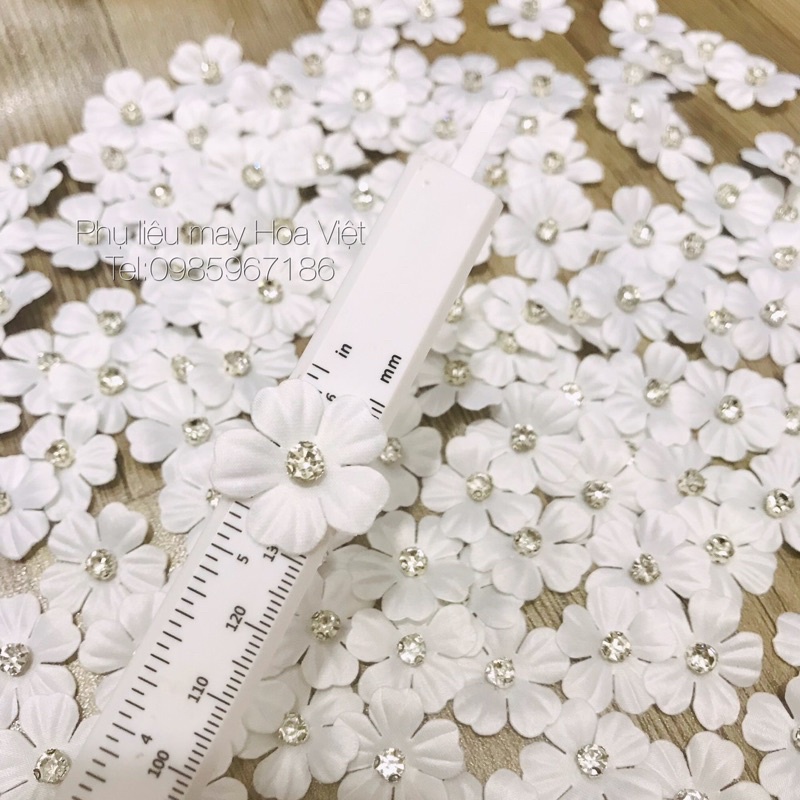 Bộ hoa voan 3D bông to nhỏ phụ kiện áo dài đầm dạ hội