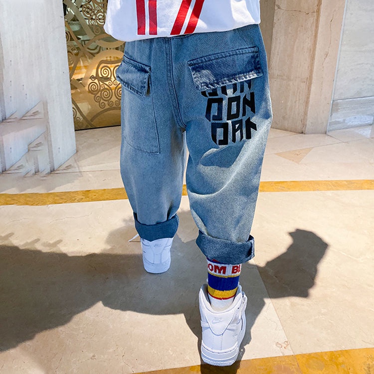 Quần Jeans Form Rộng In Chữ Phong Cách Hàn Quốc Cho Nam