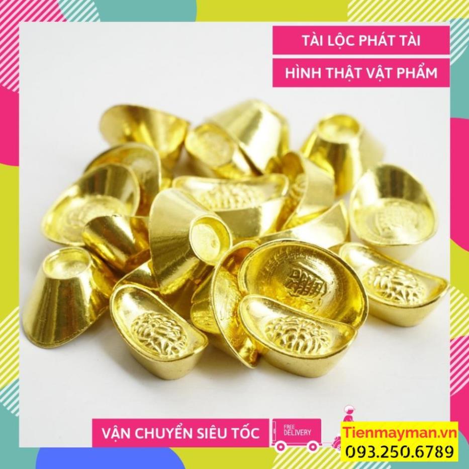 Thỏi vàng Kim nguyên bảo bằng đồng mạ vàng tài lộc giàu có - đặt bàn thờ Thần Tài