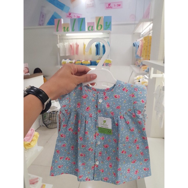 LULLABY 2019 - Bộ bé gái Lullaby cộc tay cotton poplin cho bé gái từ 3 tháng đến 4 tuổi