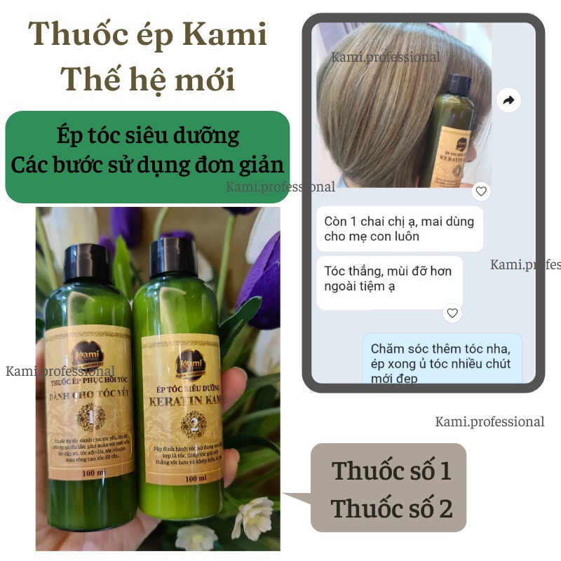 Thuốc ép TÓC YẾU tại nhà, thuốc duỗi tóc KERATIN KAMI hàng chính hãng 100ml