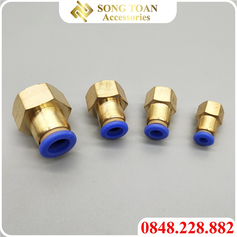 Ren Trong Nối Nhanh 1 Chạm & PCF - Cắm Đường Kính Ngoài Ống Phun Sương & Dây Hơi PU Khí Nén 6 8 10 12 mm