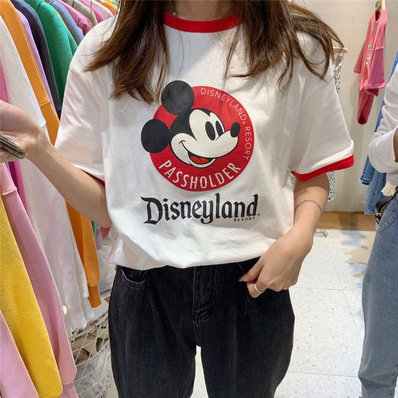 Màu t ương phản dễ thương Mickey đa dạng áo thun nữ tay áo ngắn 2020 mới sinh viên cao đẳng Hàn Quốc