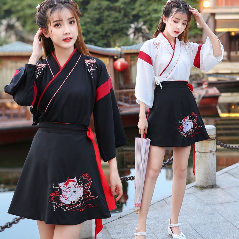 Improved Hanfu cat female student costume and two-piece embroidered collar everyday Chinese style wild summer style | BigBuy360 - bigbuy360.vn