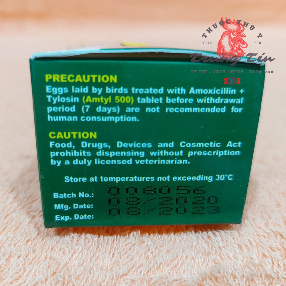 Th gà đá - amtyl 500 Philippines - 1 vĩ / 10 viên - tr b tổng hợp , tr tan , gà khò , hen , sưng mặt