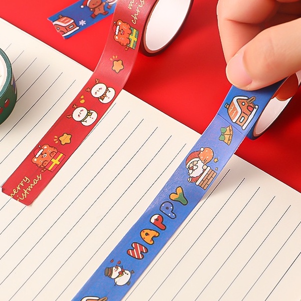 WASHI TAPE CUTE CHỦ ĐỀ NOEL, CHRISTMAS HÌNH BÁNH QUY, NGƯỜI TUYẾT, TUẦN LỘC