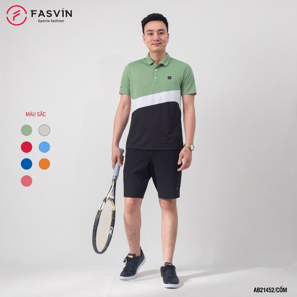 Bộ Đồ Xuần Hè Nam, Cổ Bẻ, Kèm Quần short Gió Hàng Chính Hãng Fasvin Trẻ Trung (AB21452)