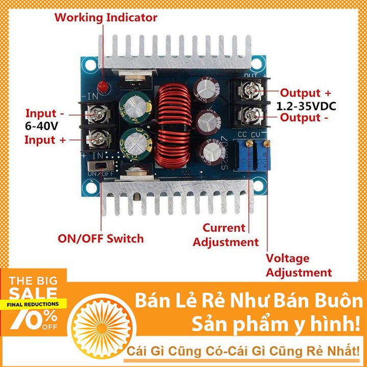 Mạch Hạ Áp 300W 20A - Module Buck DC DC 6-40V Xuống 1.2-36V 69