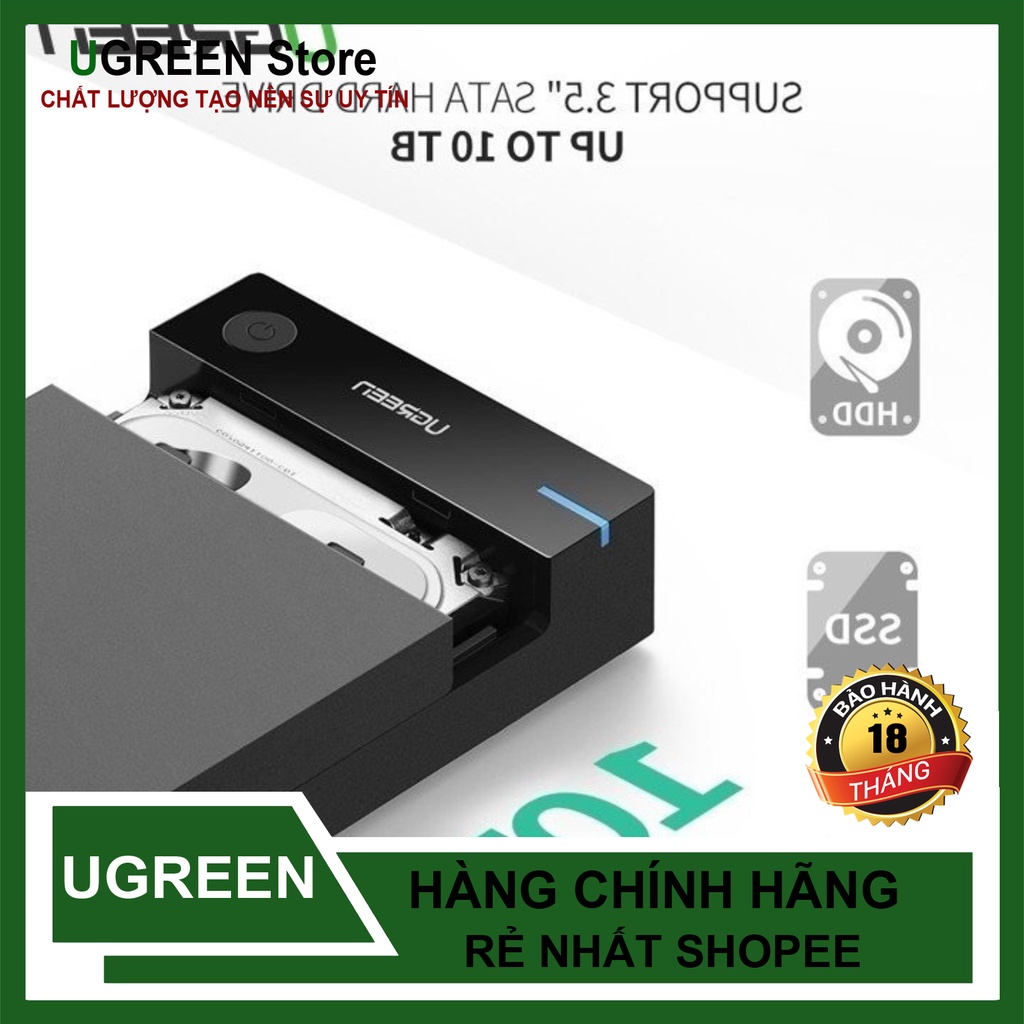 [Mã 155ELSALE giảm 7% đơn 300K] Hộp ổ cứng 3.5 inch Sata/USB 3.0 hỗ trợ 10TB Cao Cấp Ugreen 50422