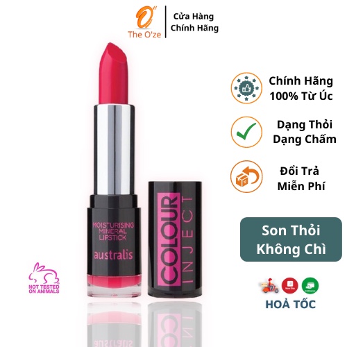 Son Dưỡng Môi Dạng Thỏi - Australis Colour Inject Moisturising Lipstick - Không Chì Chính Hãng 100%