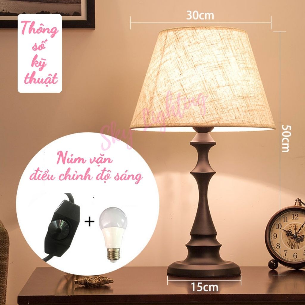 Đèn ngủ để bàn trang trí phòng ngủ phong cách Bắc Âu, đầu giường khách sạn Có điều chỉnh độ sáng SKY LIGHTING