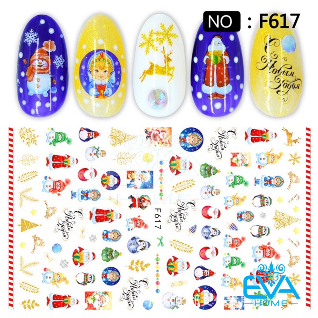 Decal Dán Móng Tay 3D Nail Sticker Hoạ Tiết Trang Trí Noel Giáng Sinh F617