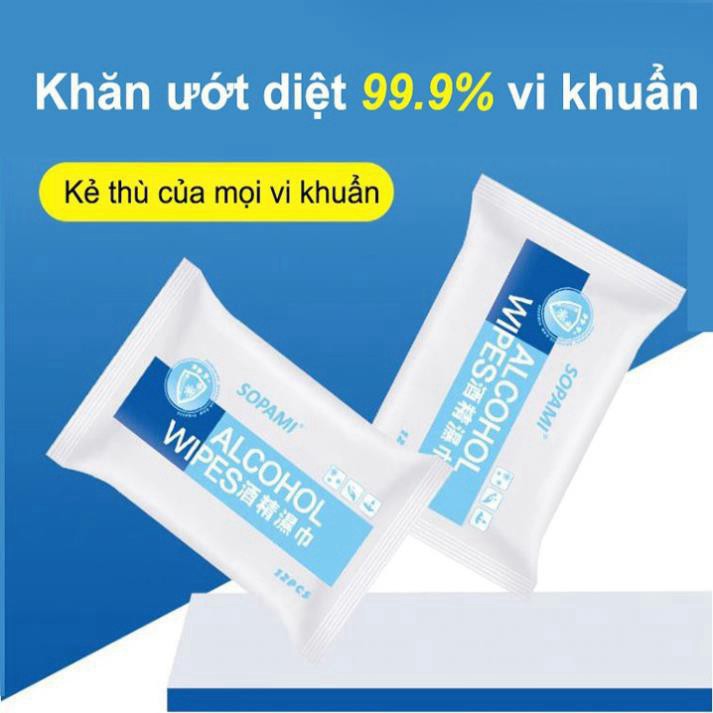 [FreeShip - LOẠI 1] Bịch Khăn giấy ướt có cồn alcohol wipes diệt kháng khuẩn đa năng lau bếp