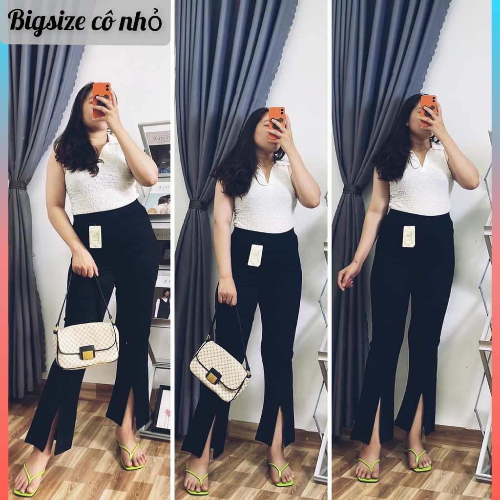 Quần dài bigsize nữ ống loe xẻ có túi trước QOLX