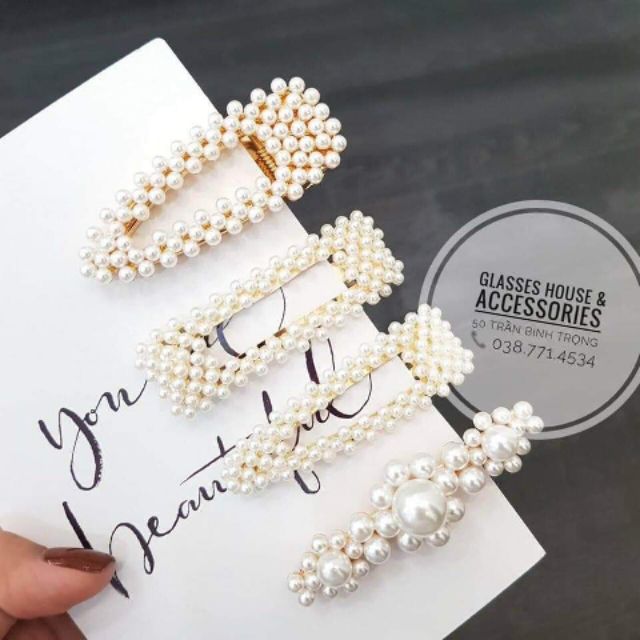 SET 4 KẸP TÓC NGỌC TRAI NHÂN TẠO SIÊU RẺ