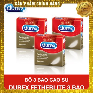 [CHÍNH HÃNG] Bộ 3 bao cao su Durex Fetherlite 3 bao, mỏng mà vẫn an toàn, cảm nhận từng nhịp yêu