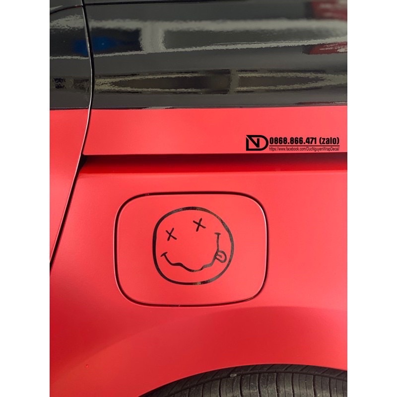 Decal mặt cười dán nắp bình xăng phản quang 3M