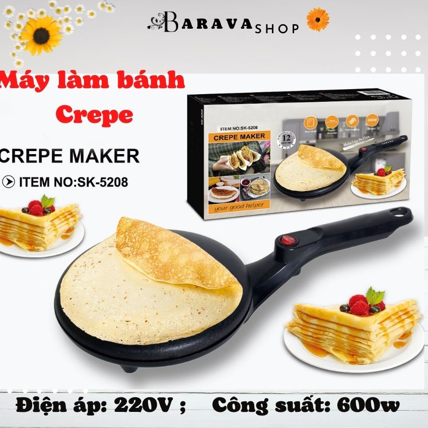 Máy làm bánh Crepe Sokany 5208 chính hãng điện áp 220v công suất 600w