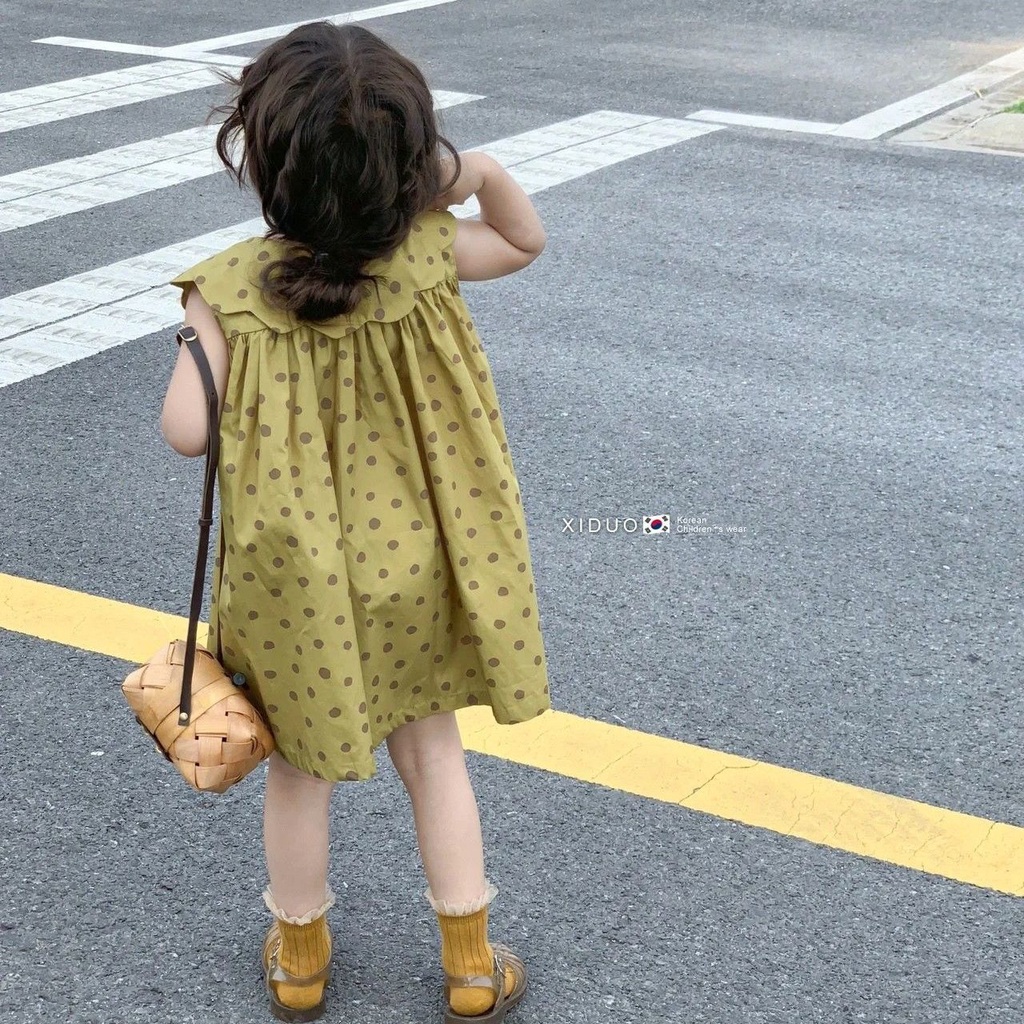 Đầm Công Chúa Mùa Hè Không Tay Dễ Thương Phong Cách Hàn Quốc Hợp Thời Trang Cho Bé Gái 5 Tuổi