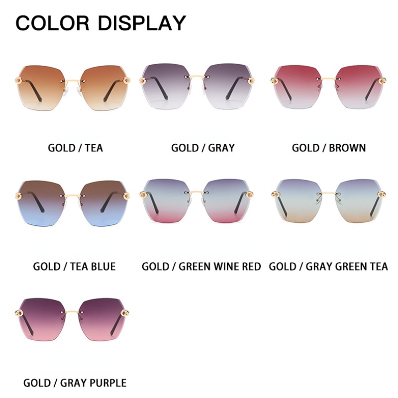 (YUZHU) Kính Râm Không Viền Vuông Màu Gradient Thời Trang Đi Biển Ngoài Trời