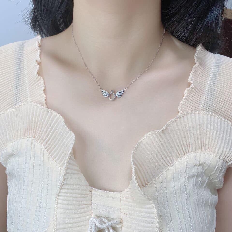 Dây chuyền nữ bạc thật mặt cánh thiên thần xinh xắn LINH MIU SILVER