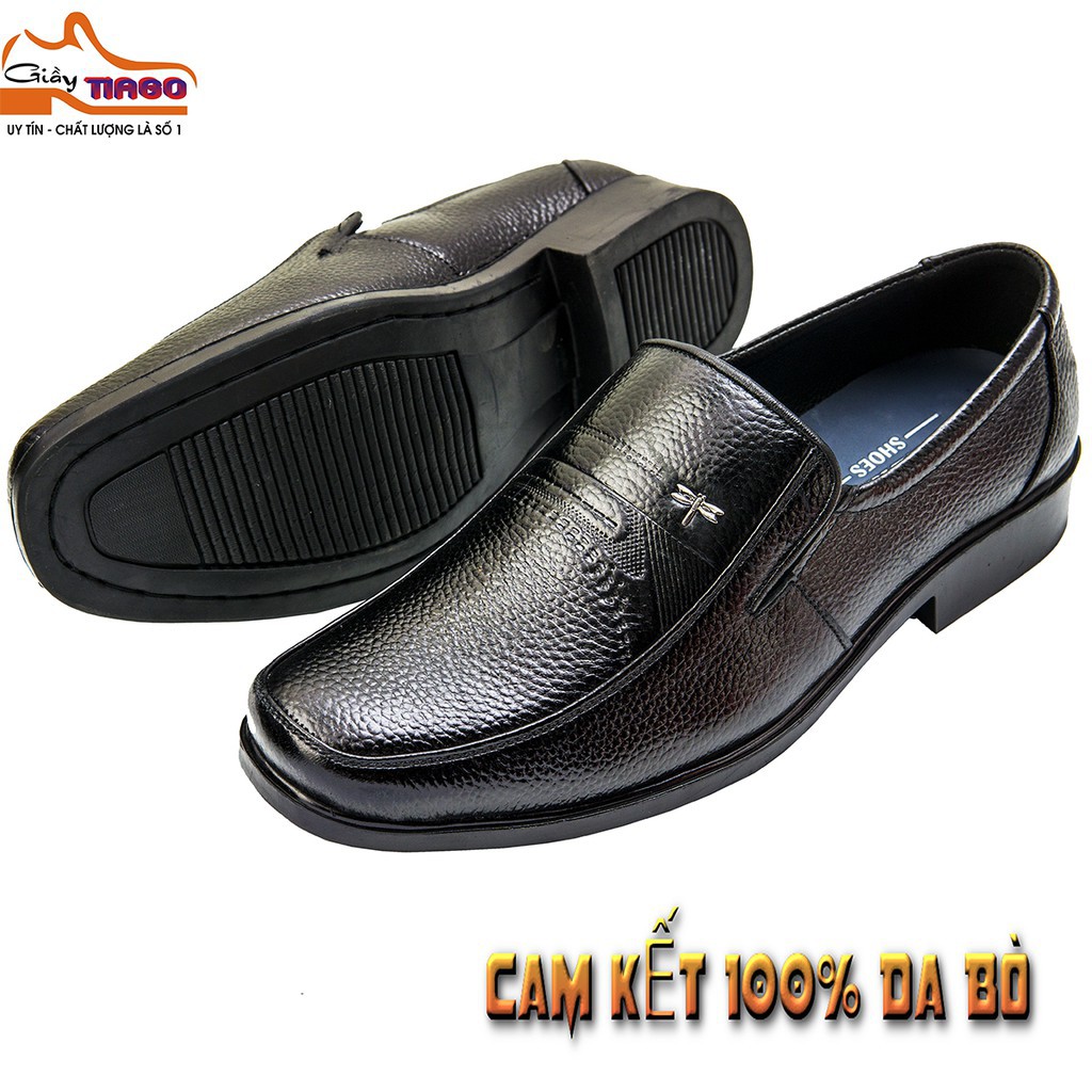 [siêu phẩm] giày lười trung tuổi nam da bò đen cao cấp fasion