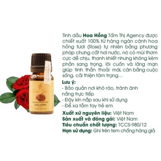 Tinh Dầu Hoa Hồng Tấm Thị Tinh Dầu Thiên Nhiên Nguyên Chất 100% Lọ 10ml Tinh Dầu Hoa Hồng Thơm Phòng Giúp Đuổi Muỗi