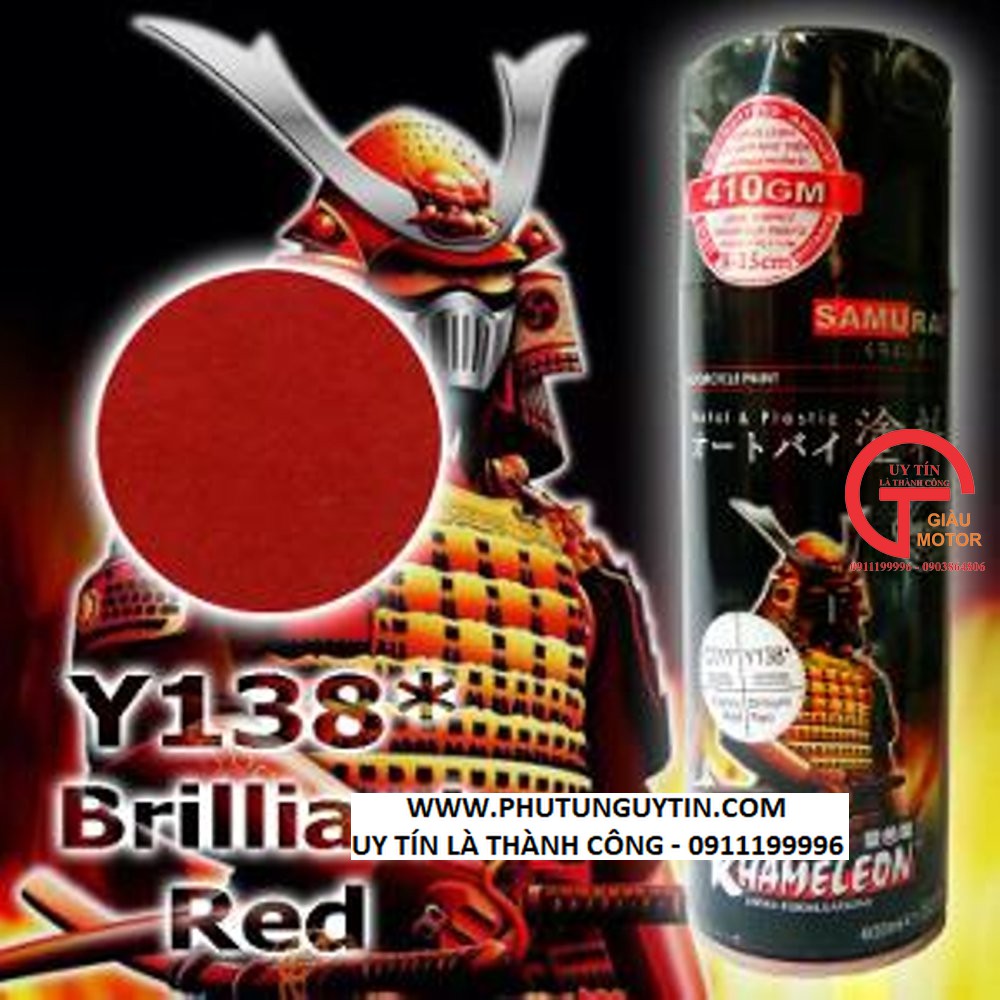 y138 _Chai sơn xịt sơn xe máy Samurai Y138  màu đỏ candy Yamaha - Brilliant Red _ uy tín, giao hàng nhanh, giá rẻ | BigBuy360 - bigbuy360.vn