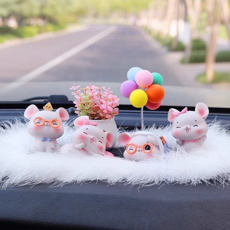 Trang Trí Taplo Xe Hơi Set Chuột Mini Dễ Thương - Phụ Kiện Xe Ô Tô , Decor taplo ô tô