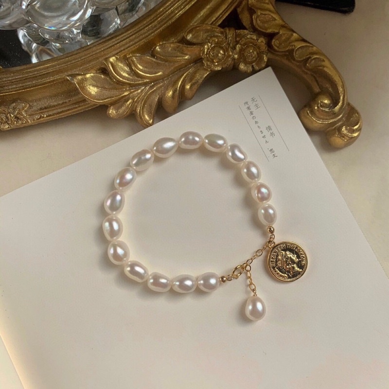 Vòng Tay Ngọc Trai Mặt Đồng Xu 8ly - NT45 - Ngọc Trai Trường Thịnh
