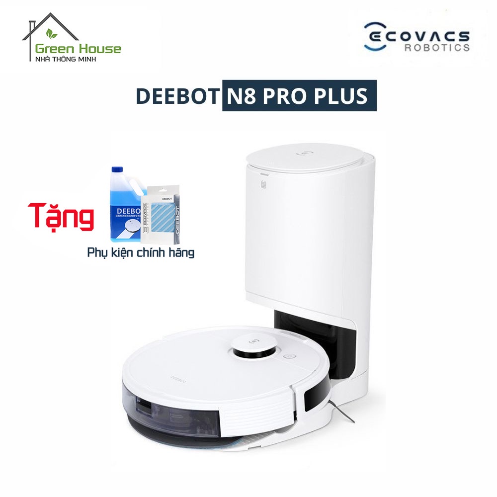 Robot hút bụi lau nhà Ecovacs Deebot N8 Pro Plus - Dock sạc tự động xả rác - App Tiếng Việt-Bảo Hành chính hãng 24 Tháng