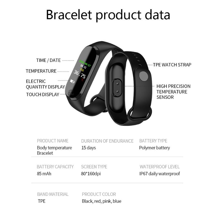 Đồng Hồ Thông Minh Đo Nhiệt Độ Hiển Thị Ngày Tháng