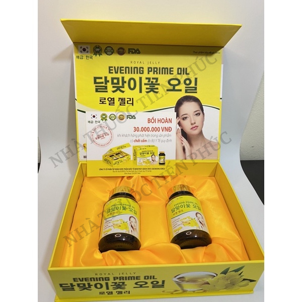 Viên uống đẹp da Royal Jelly Evening Prime oil Hàn Quốc giúp chống lão hóa, đẹp da, sáng da - Hộp 2 lọ x30 viên