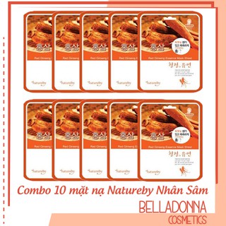 Combo 10 mặt nạ phục hồi da từ nhân sâm natureby red ginseng essence mask sheet 10 x 23g
